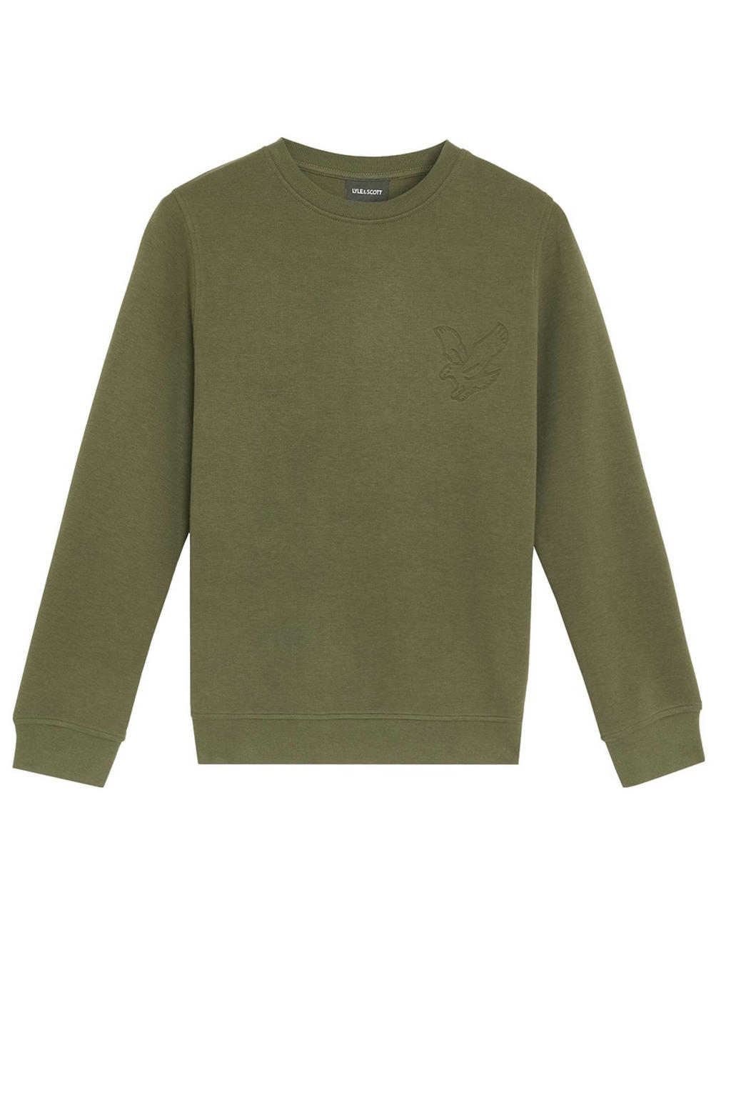 Groene jongens Lyle & Scott sweater van katoen met lange mouwen, ronde hals en geribde boorden