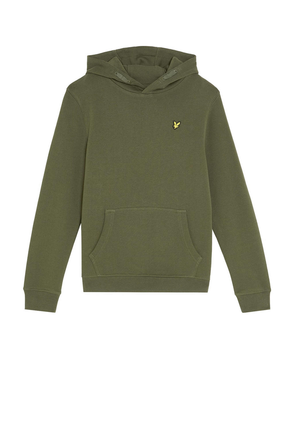 Groene jongens Lyle & Scott sweater van katoen met effen, lange mouwen en capuchon