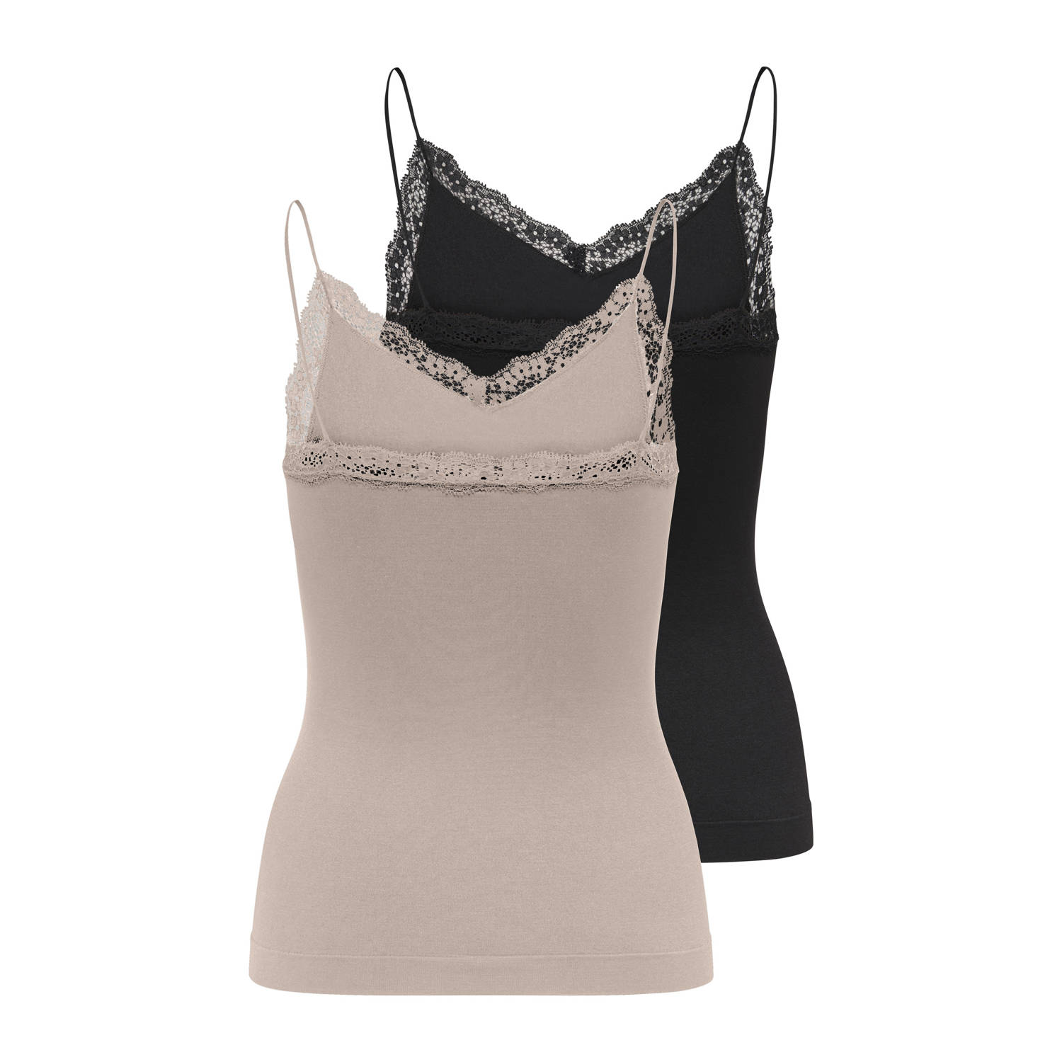 ONLY hemd ONLVICKY (set van 2) beige zwart