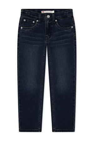 straight leg regular waist tapered jeans dark blue denim