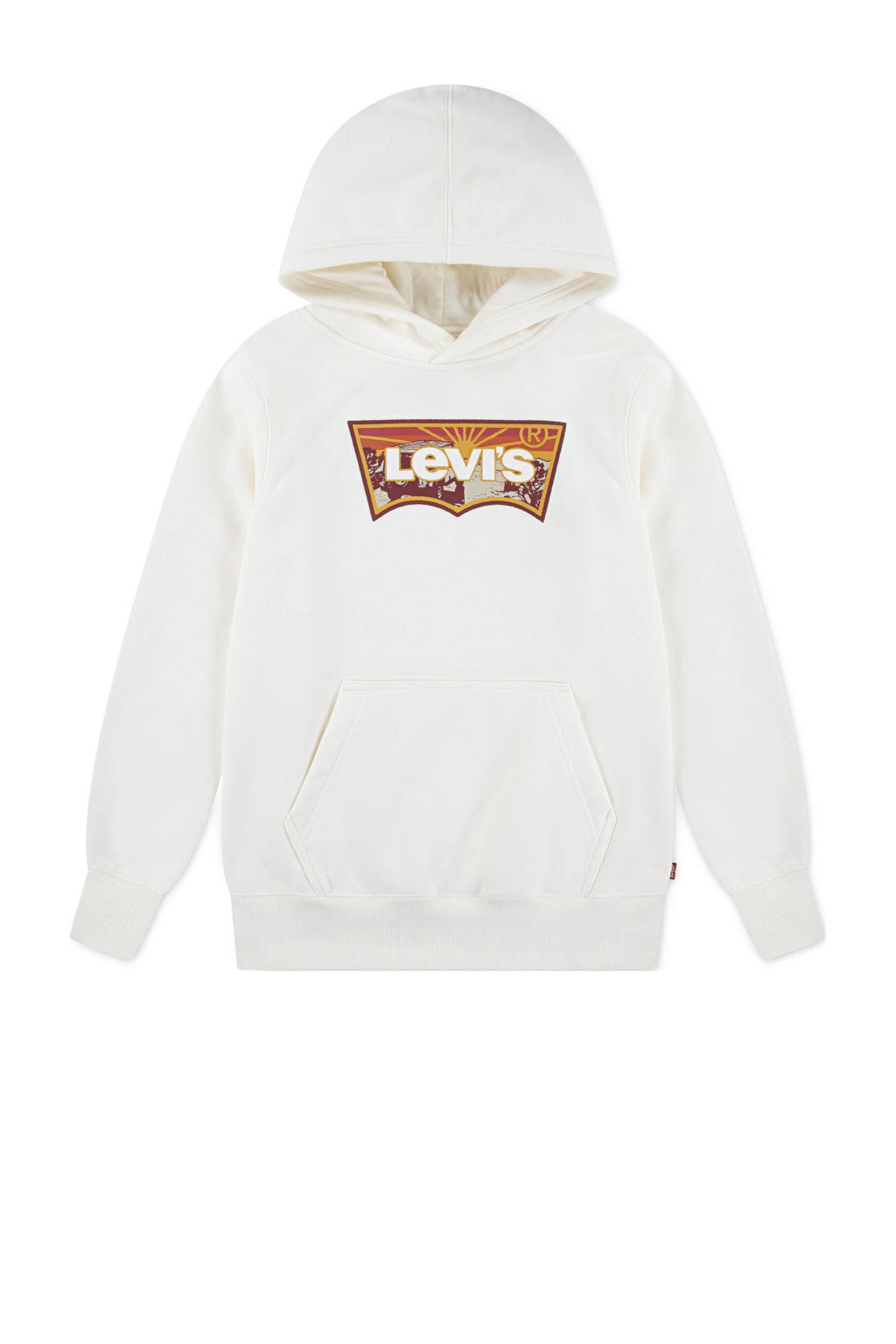 Witte jongens Levi's hoodie van katoen met printopdruk, lange mouwen en capuchon