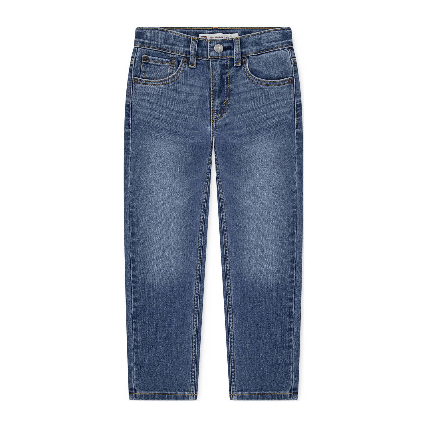 Levi's straight leg regular waist tapered jeans medium blue denim