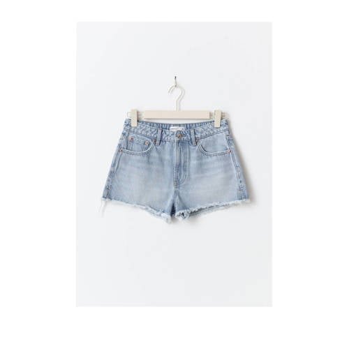 Gina Tricot denim straight regular waist short light blue denim afbeelding