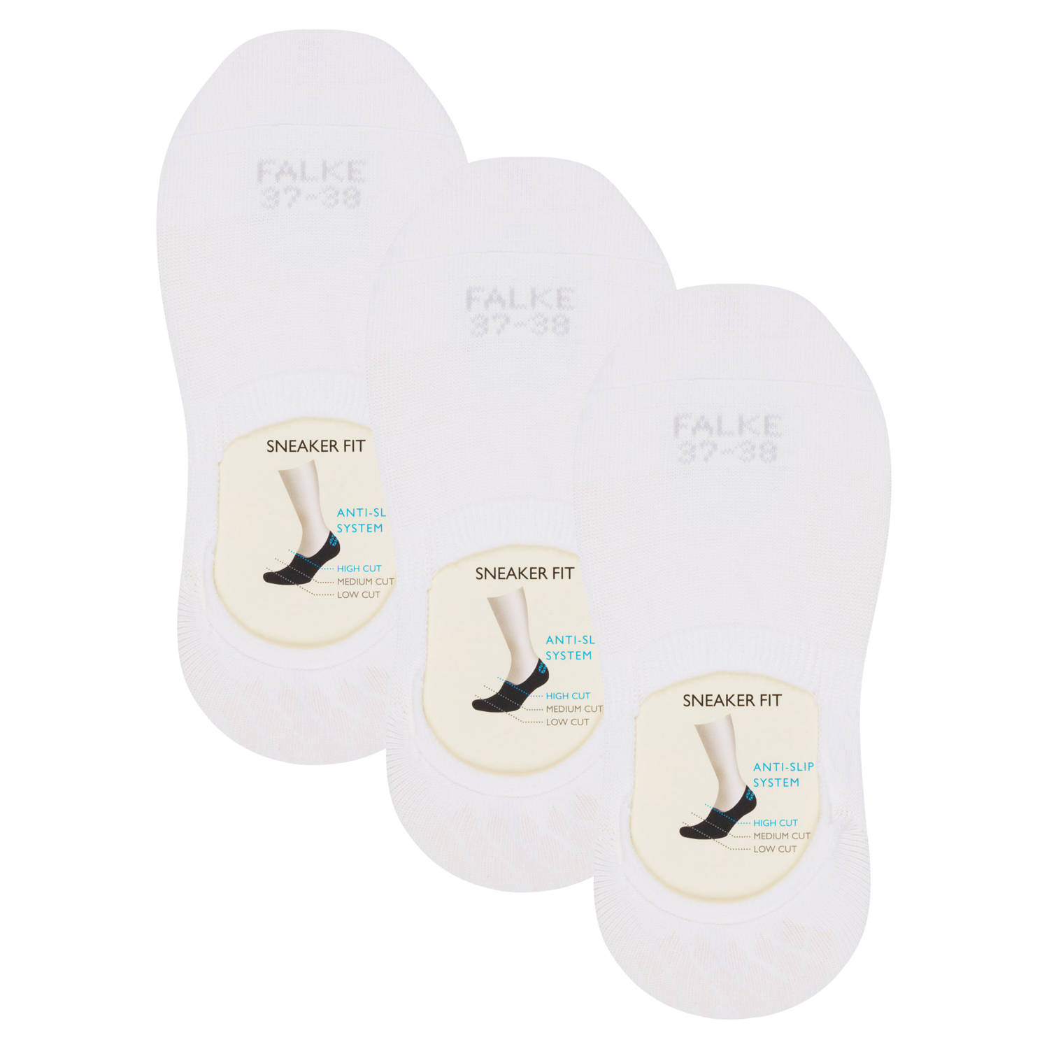 FALKE no-show sneakersokken Step High Cut Bundle set van 3 wit