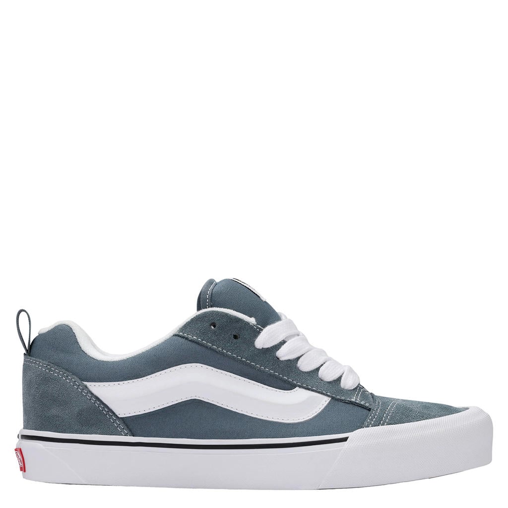 Grijze heren VANS KNU skool sneakers blauw van suèdeleer met veters