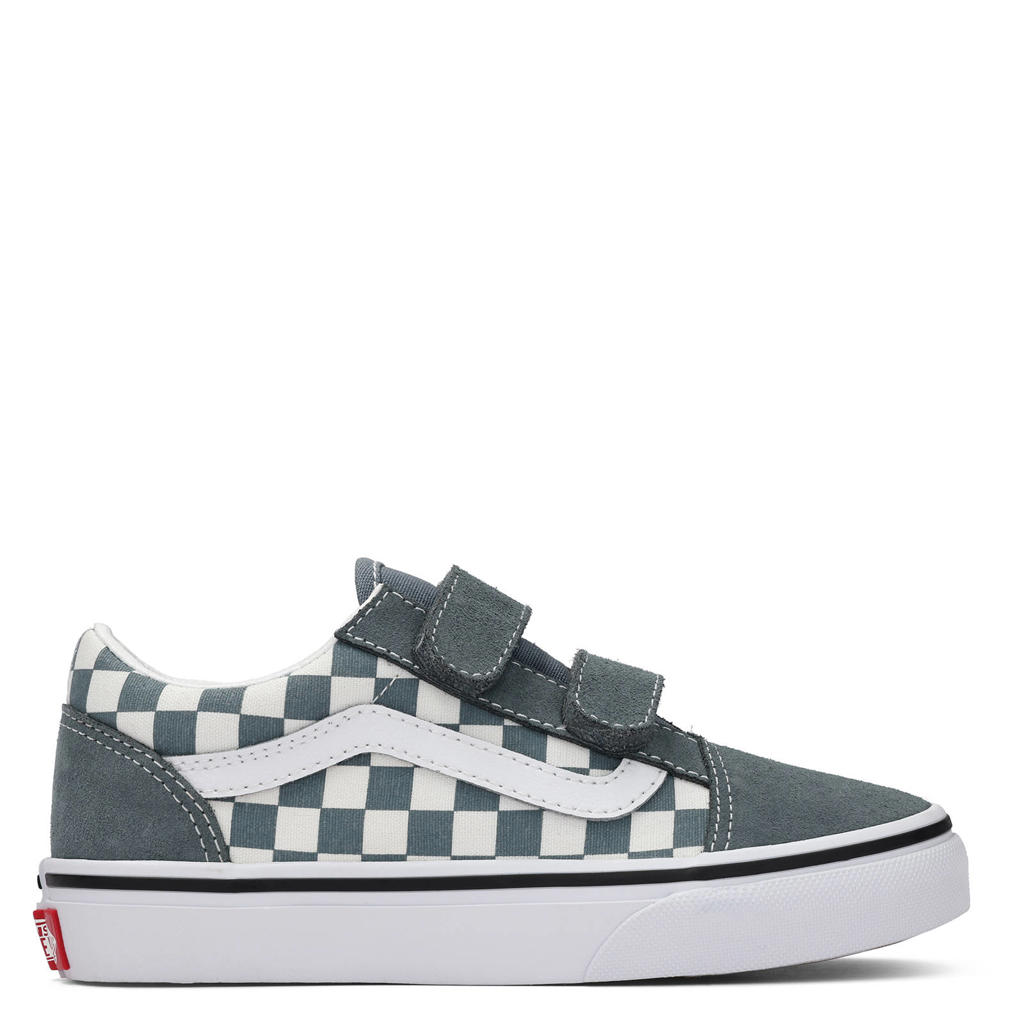 Grijze jongens en meisjes VANS Old Skool sneakers van leer/synthetisch met veters