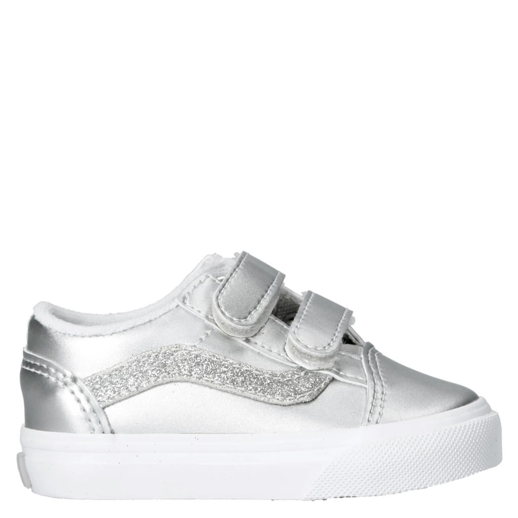 Zilverkleurige jongens en meisjes VANS Old Skool sneakers van suède/voering: textiel/voetbed: textiel met klittenband