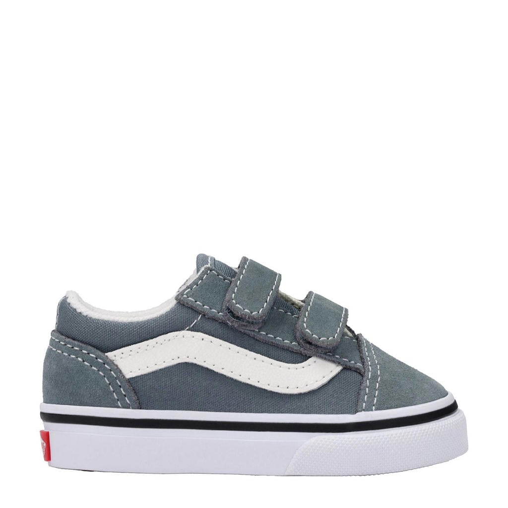 Grijze jongens en meisjes VANS Old Skool sneakers blauw van suède/voering: textiel/voetbed: textiel met klittenband