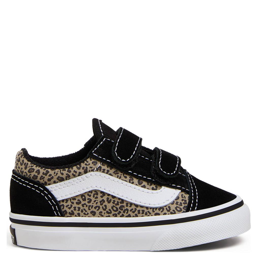 Zwart en ecru jongens en meisjes VANS Old Skool sneakers van canvas-suède/voering: textiel/voetbed: eva met klittenband