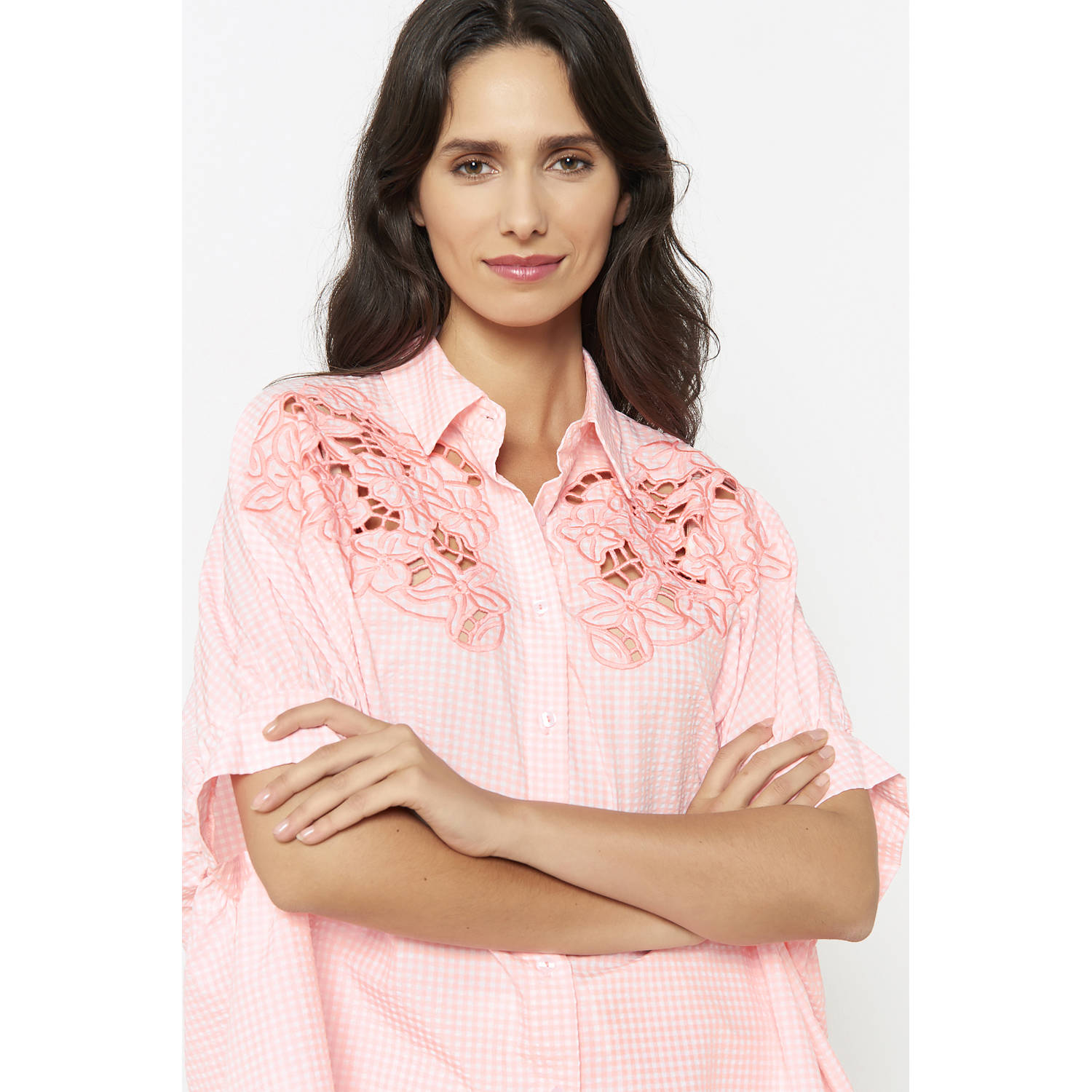 LOLALIZA blouse roze broderie