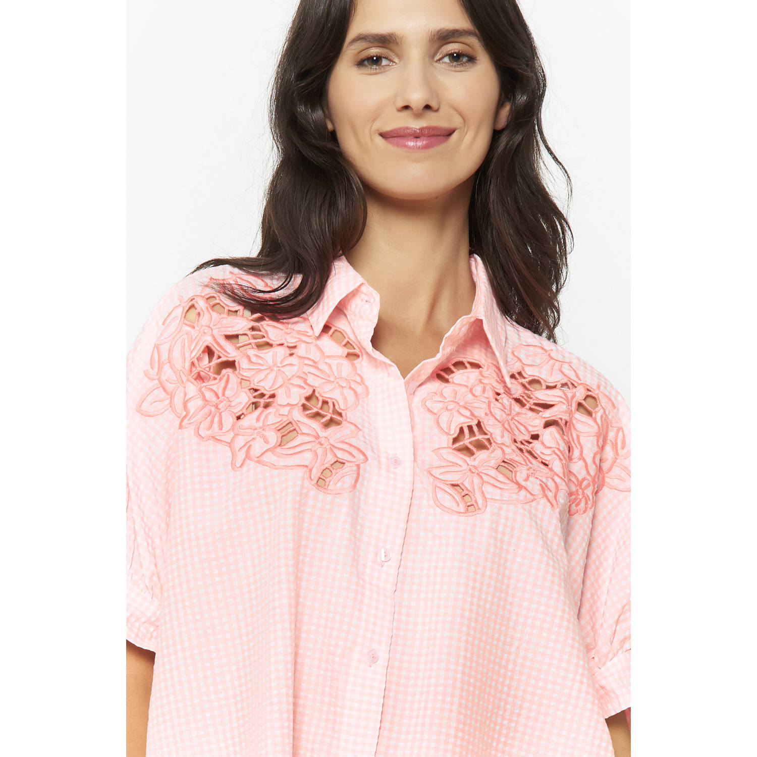 LOLALIZA blouse roze broderie