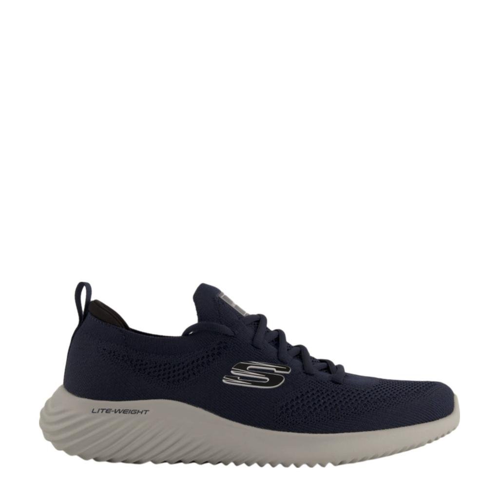 Donkerblauwe heren Skechers sneakers van textiel met veters