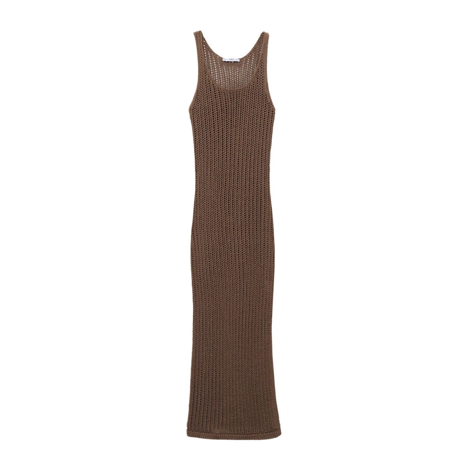 Mango maxi jurk gehaakt bruin
