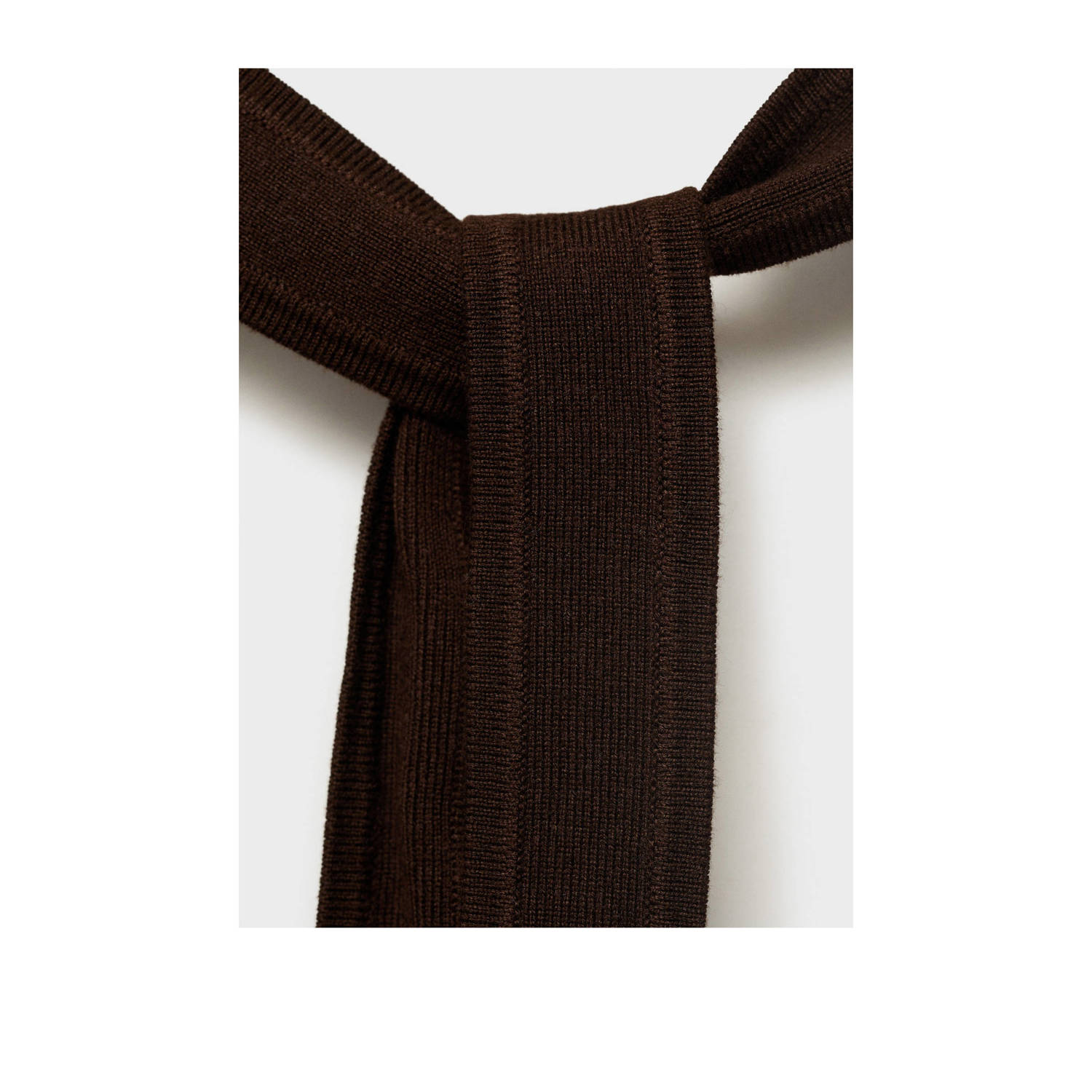 Mango top donkerbruin rib gebreid