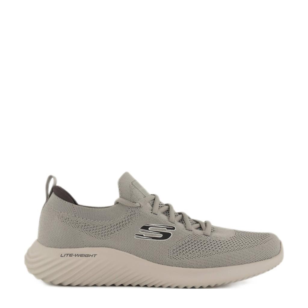 Grijze heren Skechers sneakers van textiel met veters