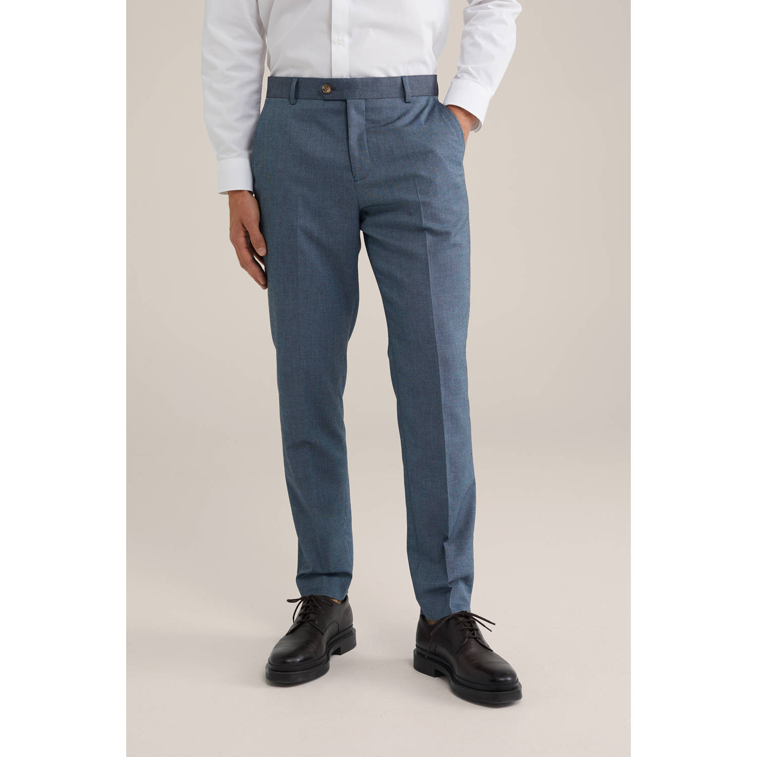 WE Fashion slim pantalon donkerblauw