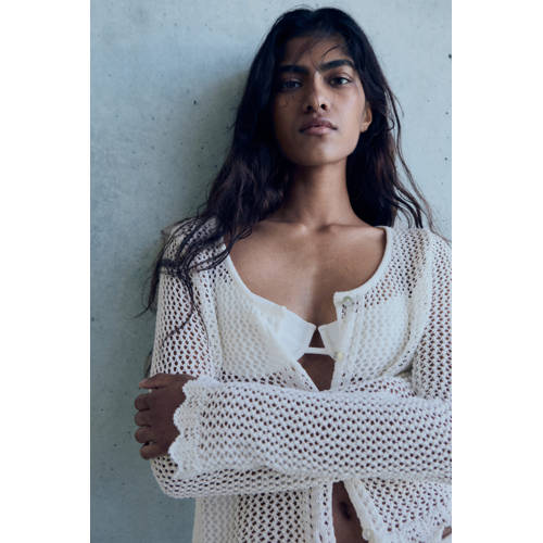 Mango vest ecru crochet afbeelding