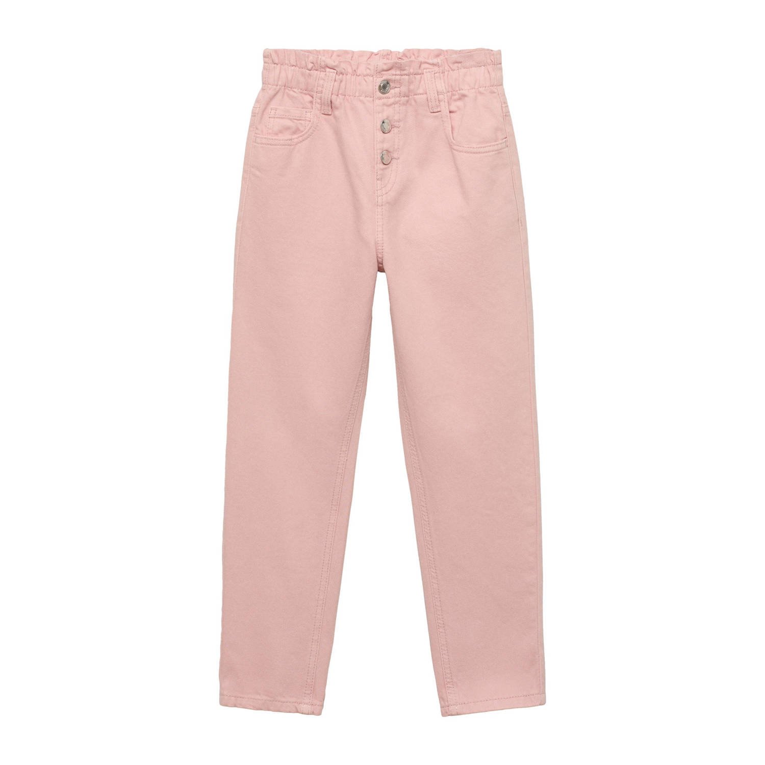 Mango Kids high waist regular fit jeans roze