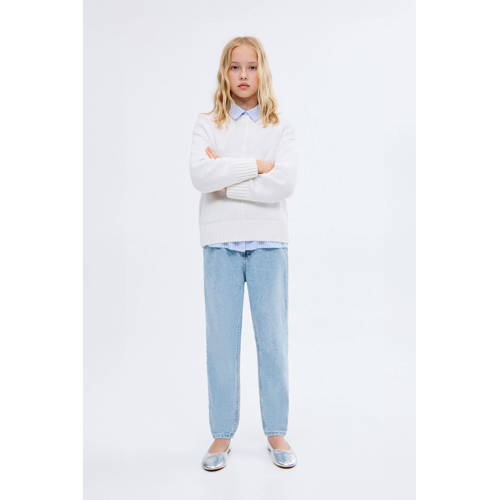 Mango Kids high waist regular fit jeans light blue denim afbeelding