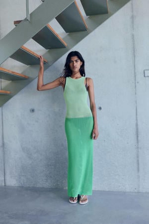 maxi jurk crochet groen