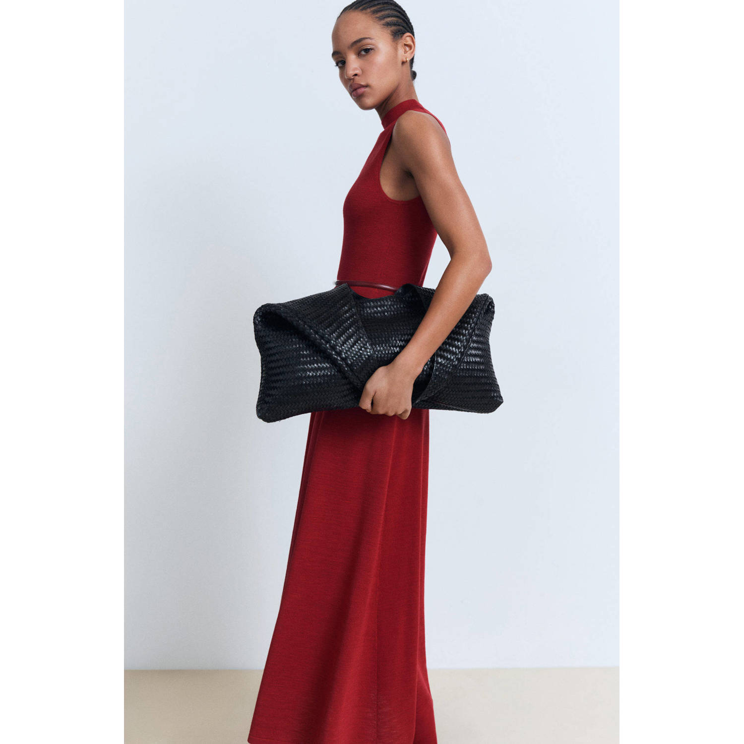 Mango midi jurk rood