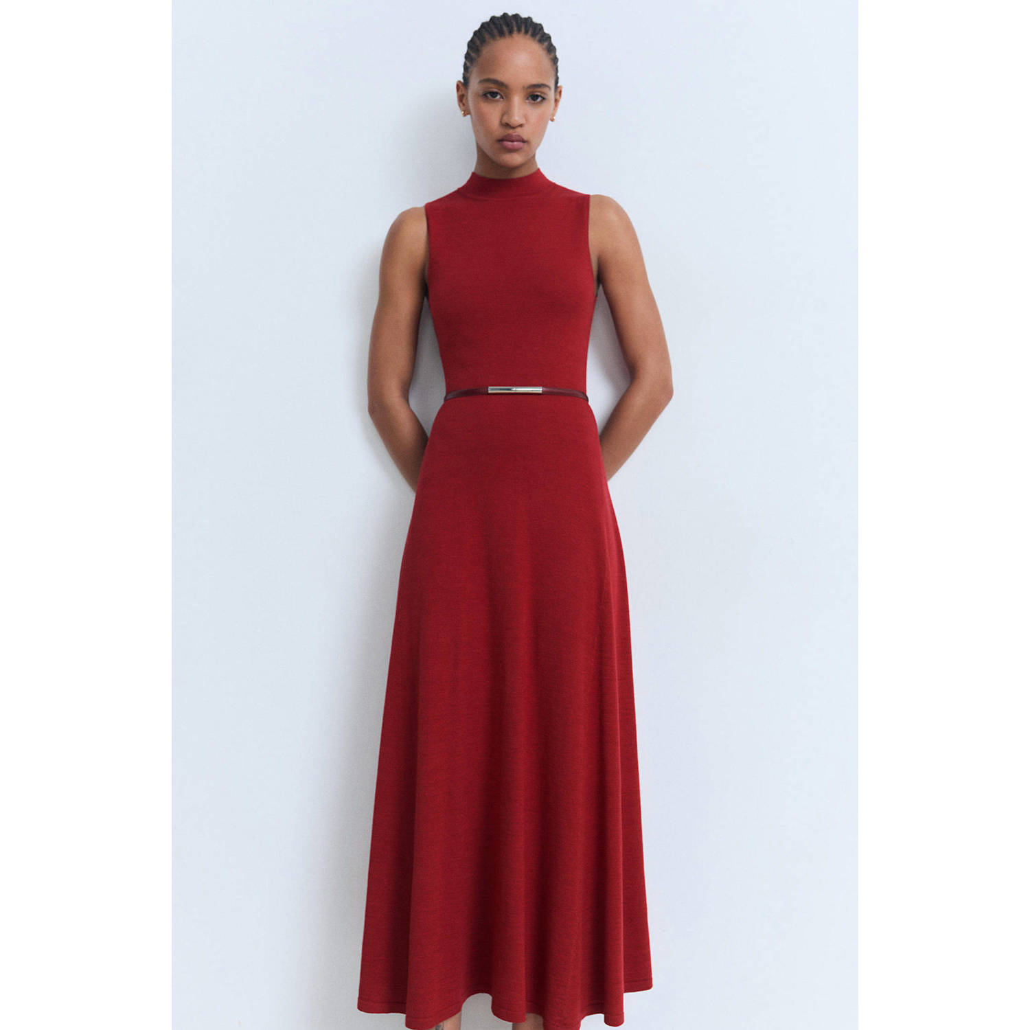 Mango midi jurk rood