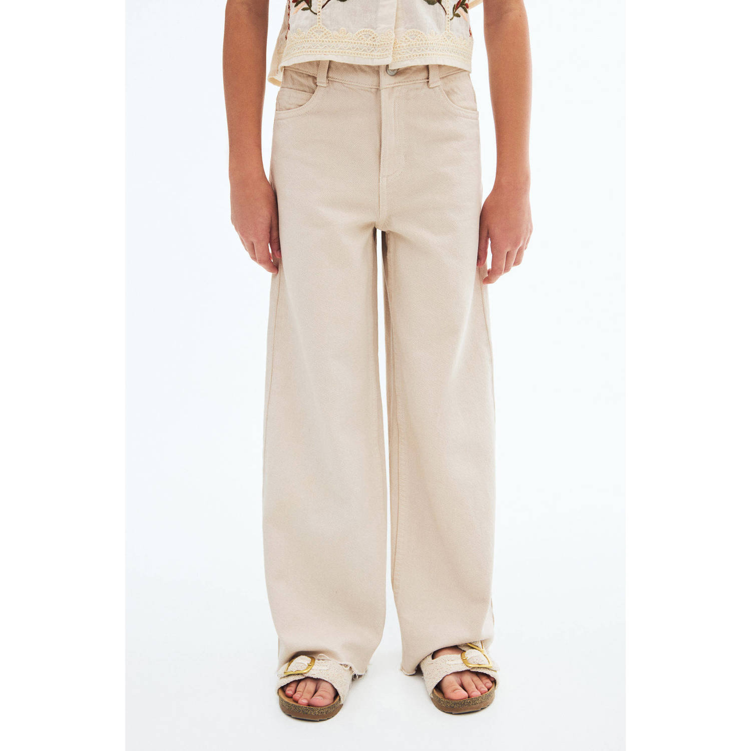 Mango Kids wide leg jeans beige