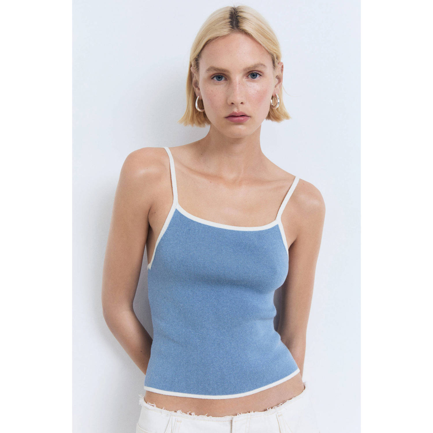 Mango top blauw gebreid