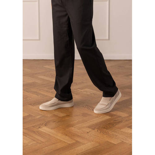 Manfield suède loafers lichtgrijs