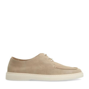   suède veterschoenen beige