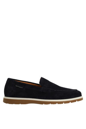 suède loafers donkerblauw