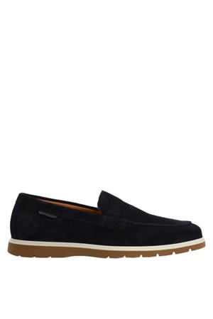 suède loafers donkerblauw
