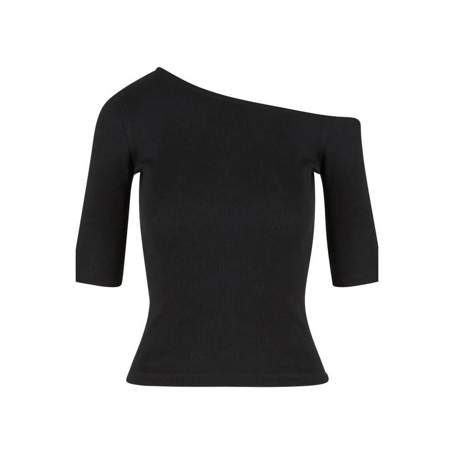 Urban Classics Curvy asymmetrische top zwart