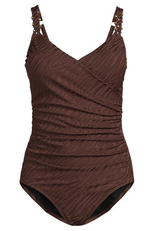 corrigerend badpak met textuur donkerbruin
