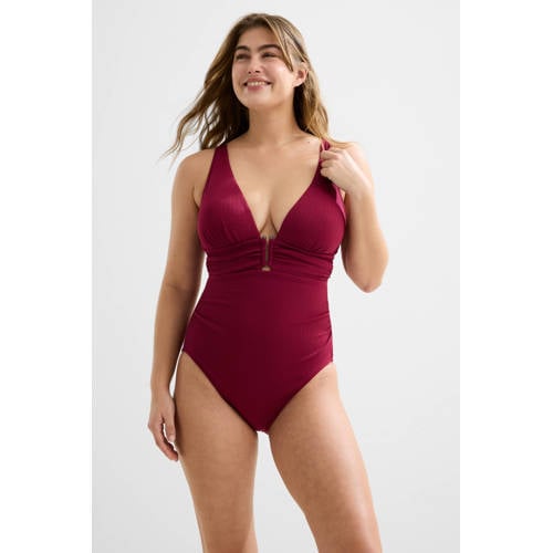 BEACHWAVE corrigerend badpak met textuur rood afbeelding