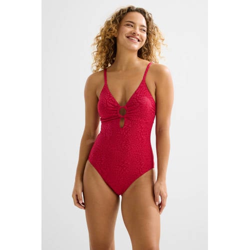 BEACHWAVE corrigerend badpak met textuur rood afbeelding