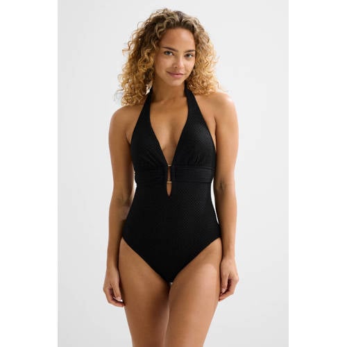 BEACHWAVE corrigerend badpak met lurex en textuur zwart afbeelding