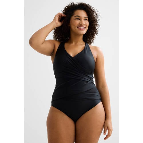 BEACHWAVE Curve corrigerend badpak met mesh zwart afbeelding