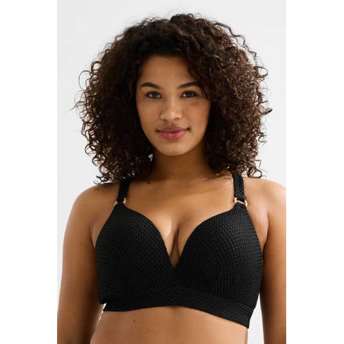 BEACHWAVE Curve voorgevormde beugel bikinitop met lurex en textuur zwart afbeelding