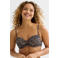 BEACHWAVE voorgevormde beugel bikinitop beige/zwart