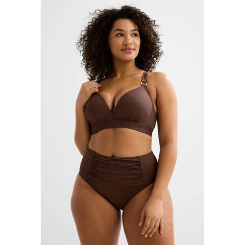 BEACHWAVE Curve voorgevormde beugel bikinitop met lurex donkerbruin afbeelding
