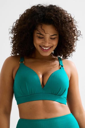 voorgevormde beugel bikinitop met textuur groen
