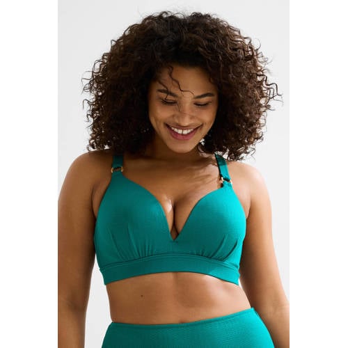 BEACHWAVE Curve voorgevormde beugel bikinitop met textuur groen afbeelding