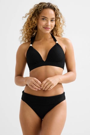 omslag bikinibroekje met lurex en textuur zwart