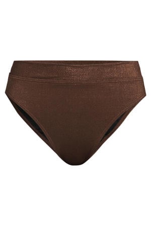 high waist bikinibroekje met lurex donkerbruin