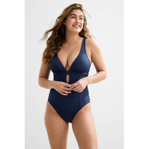 BEACHWAVE corrigerend badpak met textuur donkerblauw afbeelding