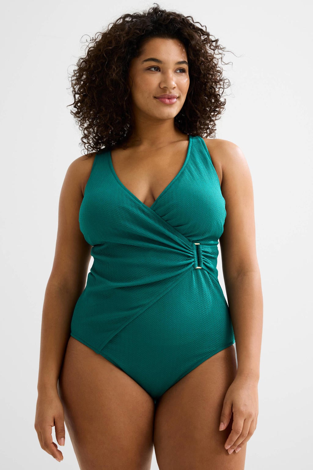 BEACHWAVE Curve corrigerend badpak met textuur groen