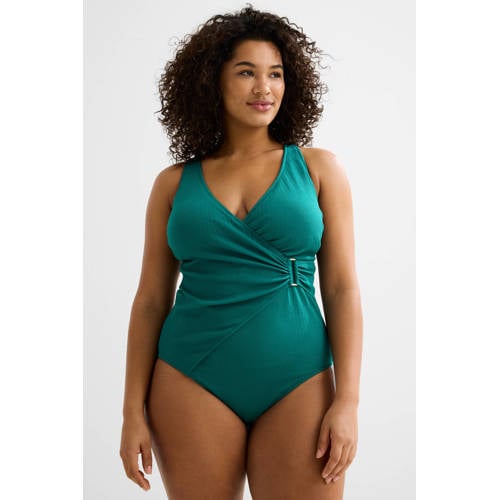 BEACHWAVE Curve corrigerend badpak met textuur groen afbeelding