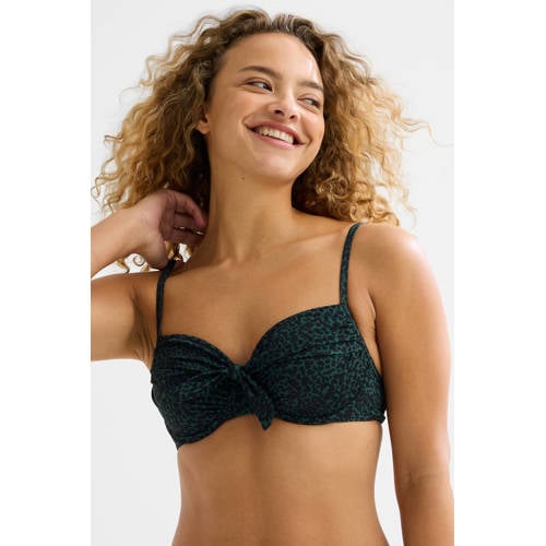 BEACHWAVE voorgevormde beugel bikinitop donkergroen/zwart afbeelding