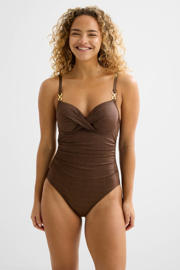 thumbnail: BEACHWAVE corrigerend badpak met lurex donkerbruin